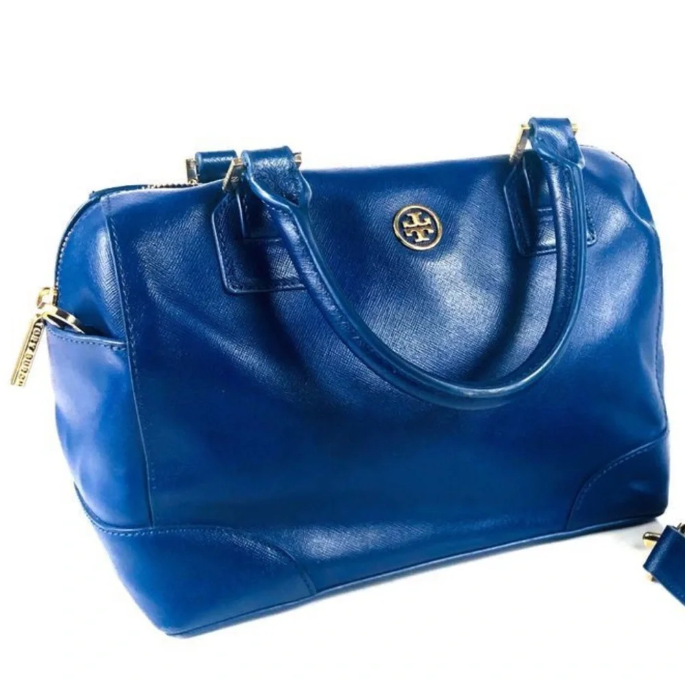 Tory Burch Robinson Middy Satchel Purse in Cobalt Blue - LIKE NEW - Picture 4 of 11